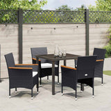 Garden Dining Set with Cushion 5 pcs Black Poly Rattan - Top-Down View