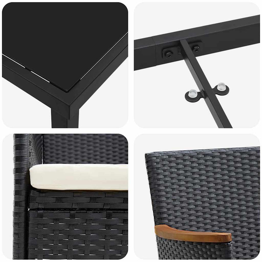 Garden Dining Set 5 pcs Black Poly Rattan