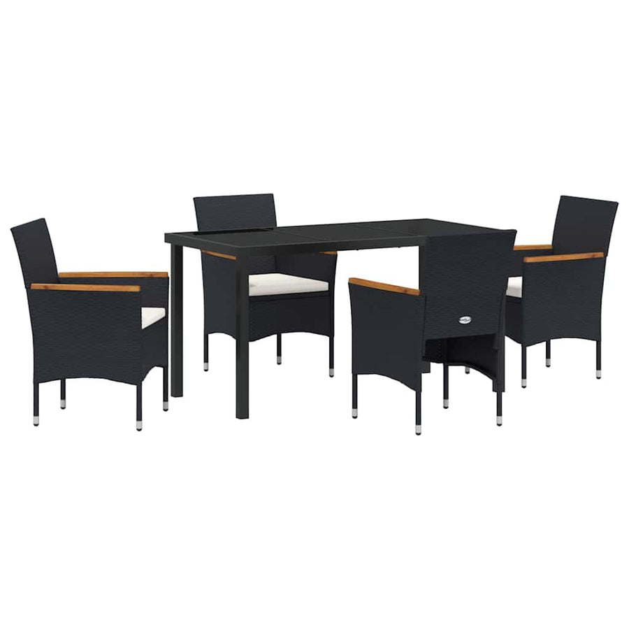 Garden Dining Set 5 pcs Black Poly Rattan
