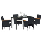 Garden Dining Set 5 pcs Black Poly Rattan