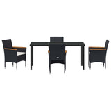 Garden Dining Set with Cushion 5 pcs Black Poly Rattan