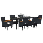 Garden Dining Set 7 pcs Black Poly Rattan