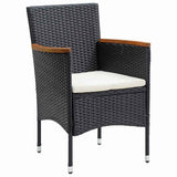 Garden Dining Set with Cushion 7 pcs Black Poly Rattan - Rear View