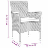 Garden Dining Set with Cushion 3 pcs Grey Poly Rattan