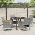 Garden Dining Set 5 pcs Grey Poly Rattan