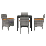 Garden Dining Set with Cushion 5 pcs Grey Poly Rattan - Close-Up Angle