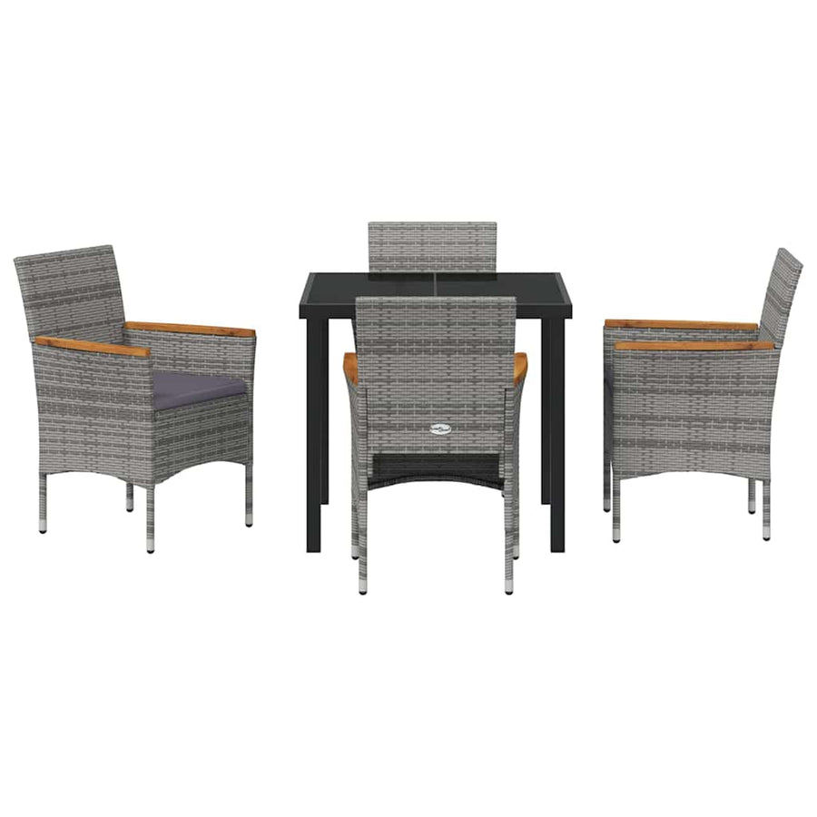 Garden Dining Set 5 pcs Grey Poly Rattan