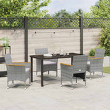 Garden Dining Set with Cushion 5 pcs Grey Poly Rattan