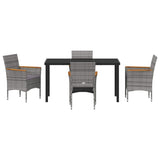 Garden Dining Set with Cushion 5 pcs Grey Poly Rattan