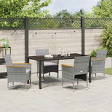 Garden Dining Set with Cushion 5 pcs Grey Poly Rattan