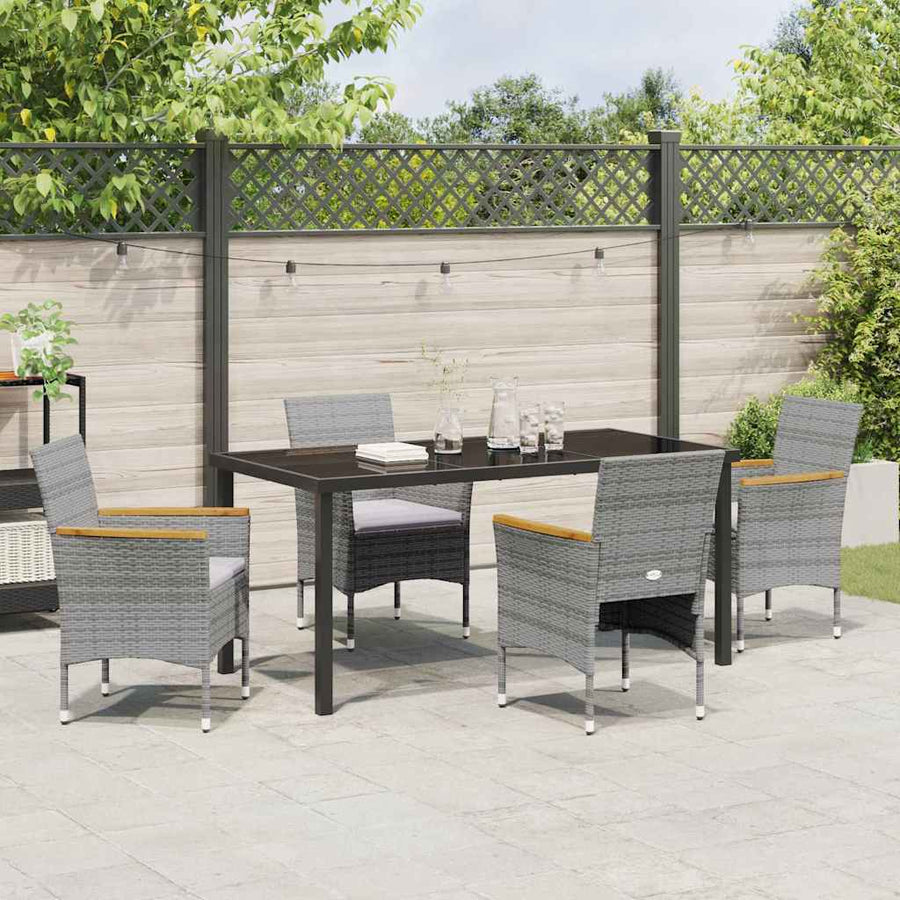 Garden Dining Set 5 pcs Grey Poly Rattan