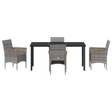 Garden Dining Set with Cushion 5 pcs Grey Poly Rattan