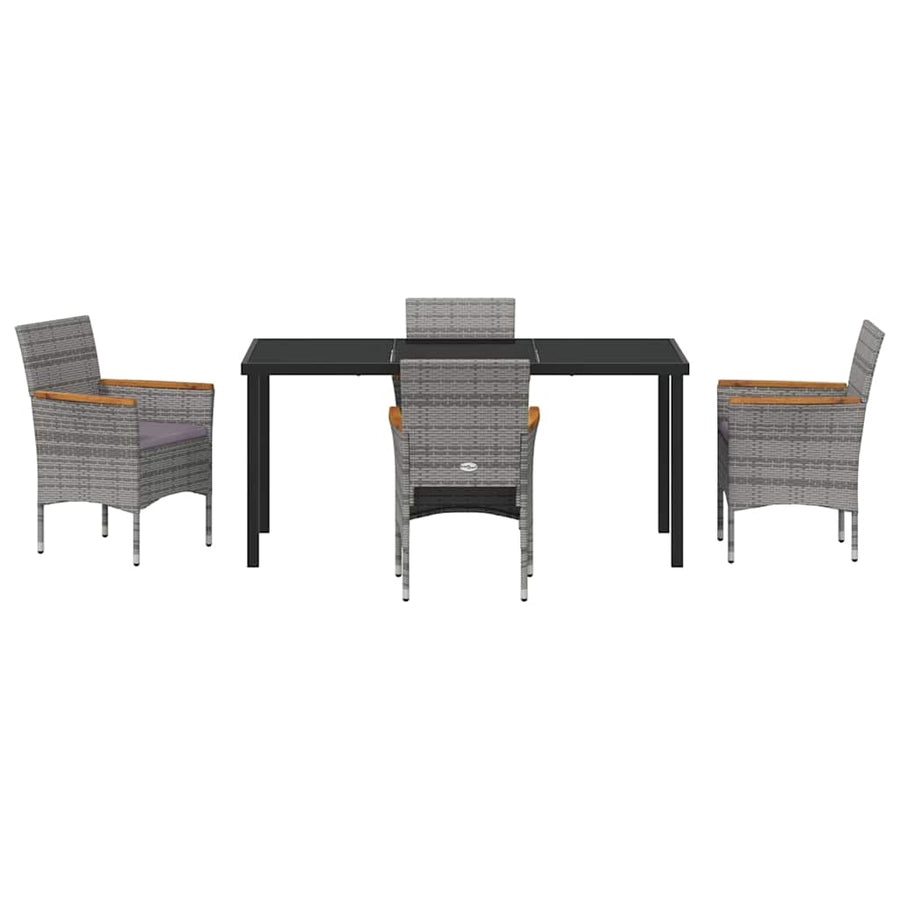 Garden Dining Set 5 pcs Grey Poly Rattan