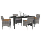 Garden Dining Set with Cushion 5 pcs Grey Poly Rattan - Side View