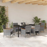 Garden Dining Set with Cushion 7 pcs Grey Poly Rattan