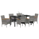 Garden Dining Set with Cushion 7 pcs Grey Poly Rattan