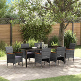Garden Dining Set with Cushion 7 pcs Grey Poly Rattan