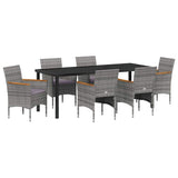 Garden Dining Set with Cushion 7 pcs Grey Poly Rattan