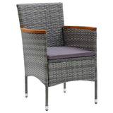 Garden Dining Set with Cushion 7 pcs Grey Poly Rattan