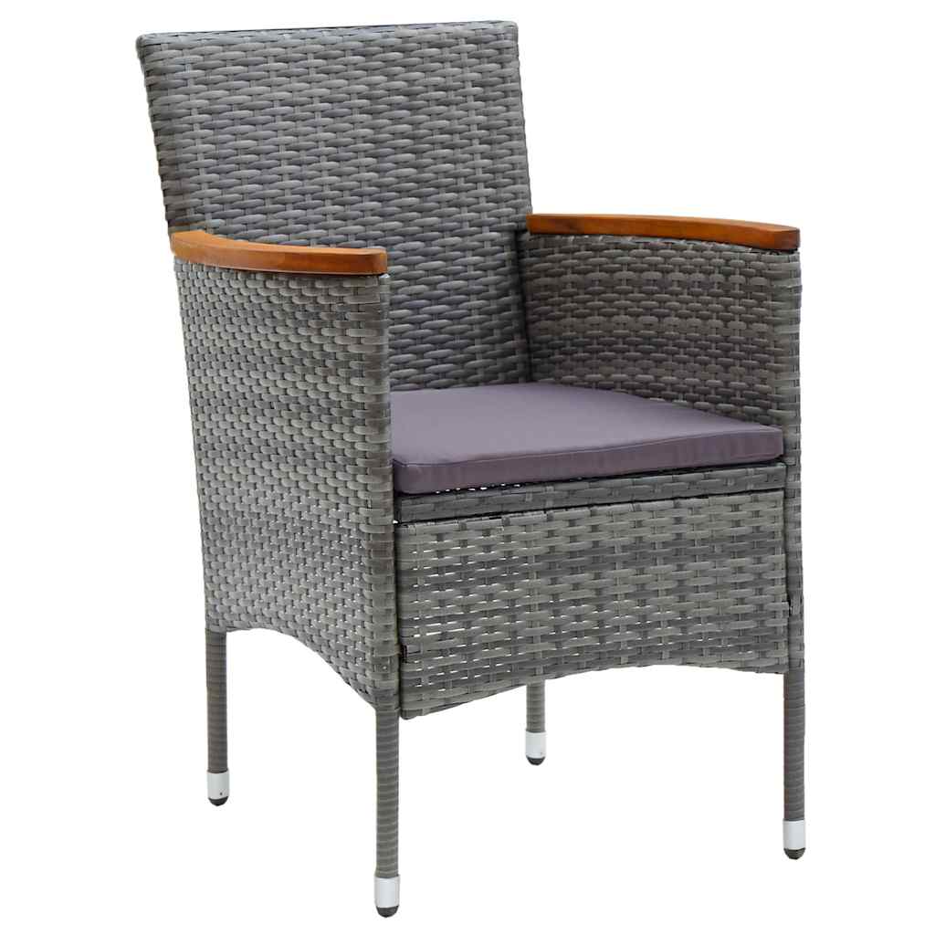Garden Dining Set with Cushion 9 pcs Grey Poly Rattan