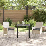 Garden Dining Set with Cushion 3 pcs Light Grey Poly Rattan - Top-Down View