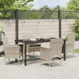 Garden Dining Set with Cushion 5 pcs Light Grey Poly Rattan