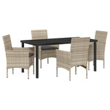 Garden Dining Set with Cushion 5 pcs Light Grey Poly Rattan