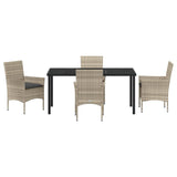 Garden Dining Set with Cushion 5 pcs Light Grey Poly Rattan - Close-Up Angle