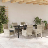 Garden Dining Set with Cushion 7 pcs Light Grey Poly Rattan - Top-Down View