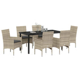 Garden Dining Set with Cushion 7 pcs Light Grey Poly Rattan