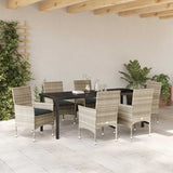 Garden Dining Set with Cushion 7 pcs Light Grey Poly Rattan - Top-Down View