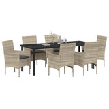 Garden Dining Set with Cushion 7 pcs Light Grey Poly Rattan