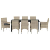 Garden Dining Set with Cushion 9 pcs Light Grey Poly Rattan - Close-Up Angle