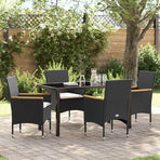 Garden Dining Set 5 pcs Black Poly Rattan