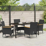 Garden Dining Set with Cushion 5 pcs Black Poly Rattan - Top-Down View