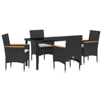 Garden Dining Set 5 pcs Black Poly Rattan