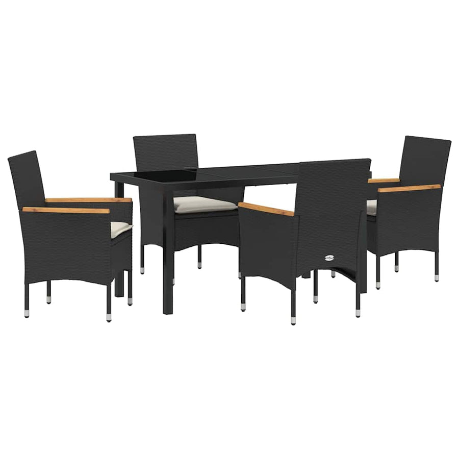 Garden Dining Set 5 pcs Black Poly Rattan