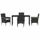 Garden Dining Set with Cushion 5 pcs Black Poly Rattan - Close-Up Angle