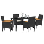 Garden Dining Set 5 pcs Black Poly Rattan