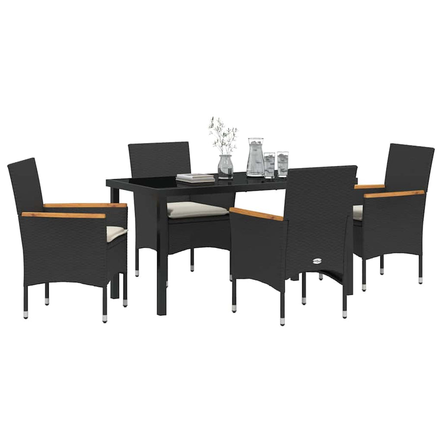 Garden Dining Set 5 pcs Black Poly Rattan