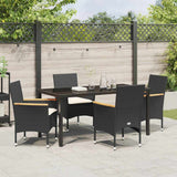 Garden Dining Set with Cushion 5 pcs Black Poly Rattan - Top-Down View