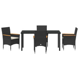 Garden Dining Set with Cushion 5 pcs Black Poly Rattan - Close-Up Angle