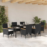 Garden Dining Set with Cushion 7 pcs Black Poly Rattan - Top-Down View
