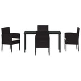Garden Dining Set with Cushion 5 pcs Black Poly Rattan - Close-Up Angle