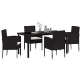 Garden Dining Set with Cushion 5 pcs Black Poly Rattan - Side View