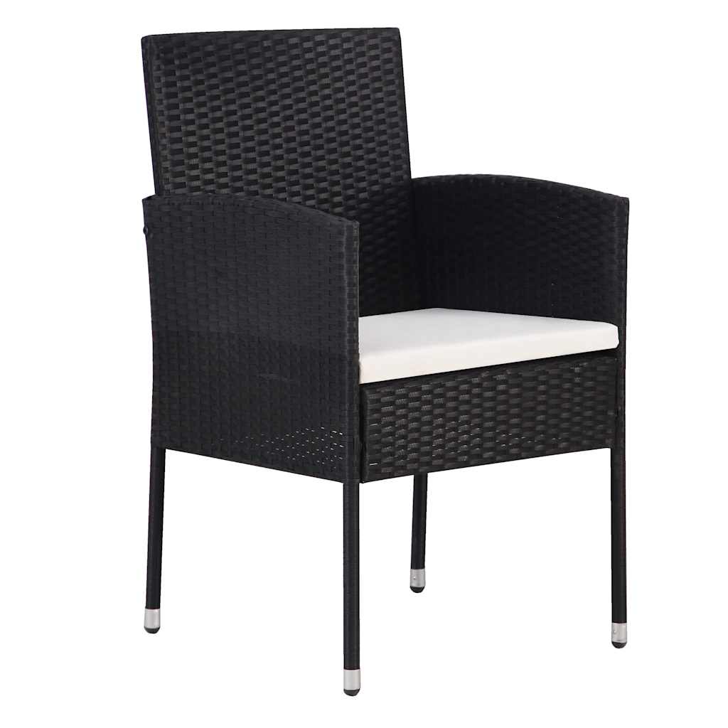 Garden Dining Set with Cushion 9 pcs Black Poly Rattan