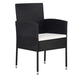 Garden Dining Set with Cushion 9 pcs Black Poly Rattan - Rear View