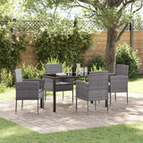Garden Dining Set with Cushion 5 pcs Grey Poly Rattan