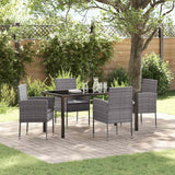 Garden Dining Set with Cushion 5 pcs Grey Poly Rattan