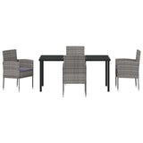 Garden Dining Set with Cushion 5 pcs Grey Poly Rattan - Close-Up Angle